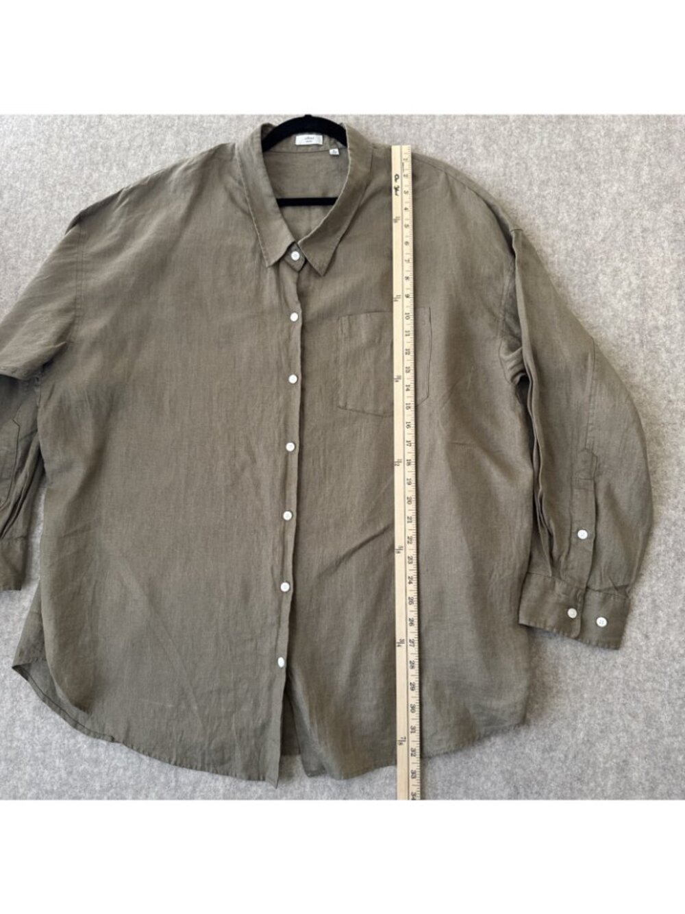 Aritzia Wilfred Linen Shirt Womens Xl Green Reminisce Relaxed Long Sleeve Button View 5